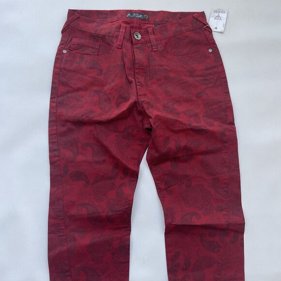 G By Guess Men’s Slim Jogger Twill Pants Red Paisley Print Size 31 - Picture 5 of 12